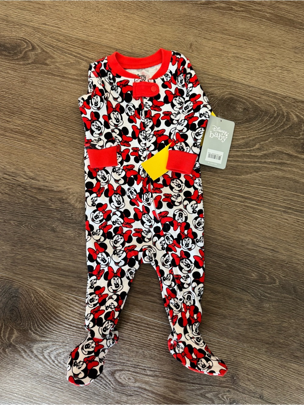 Disney Red, White & Black Minnie Mouse Footed One-Piece
